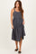 Charcoal Sleeveless Button Down Tiered Midi Dress