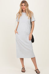 Heather Grey Cotton T-Shirt Midi Dress