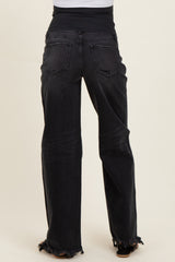 Black Frayed Hem Wide Leg Maternity Jeans