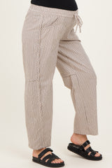Beige Striped Barrel Maternity Pants