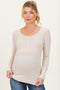 Oatmeal Pointelle Knit Maternity Henley Top