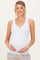 White Ribbed Split Neck Maternity Tank Top