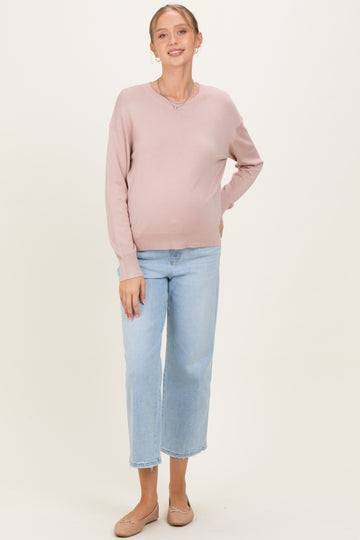 Blush Classic Crew Neck Maternity Sweater