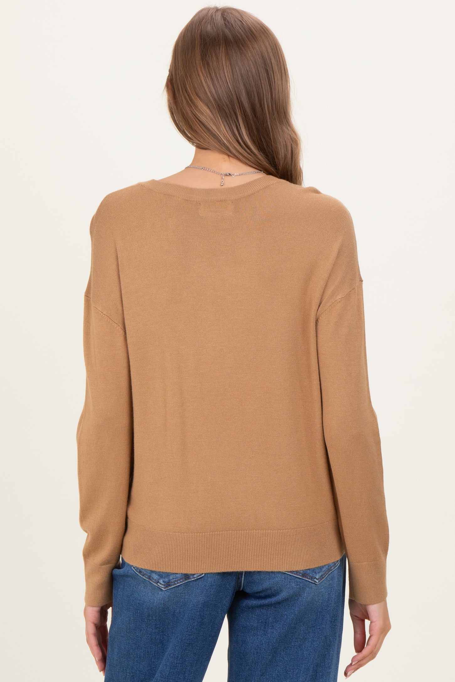 Camel Classic Crew Neck Maternity Sweater