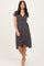 Navy Printed V-Neck Midi Wrap Dress