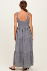Black Gingham Smocked Bodice Maxi Dress