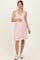 Cream/ Pink Striped Sleeveless Halter Maternity Mini Dress