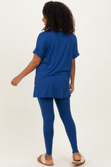 Navy Oversized V-Neck Tee Legging Lounge Set