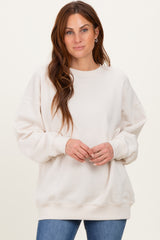 Sand Oversized Maternity Fleece Sweatshirt