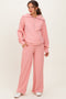 Peach Ribbed High Neck Half Zip Pullover Maternity Pant Set