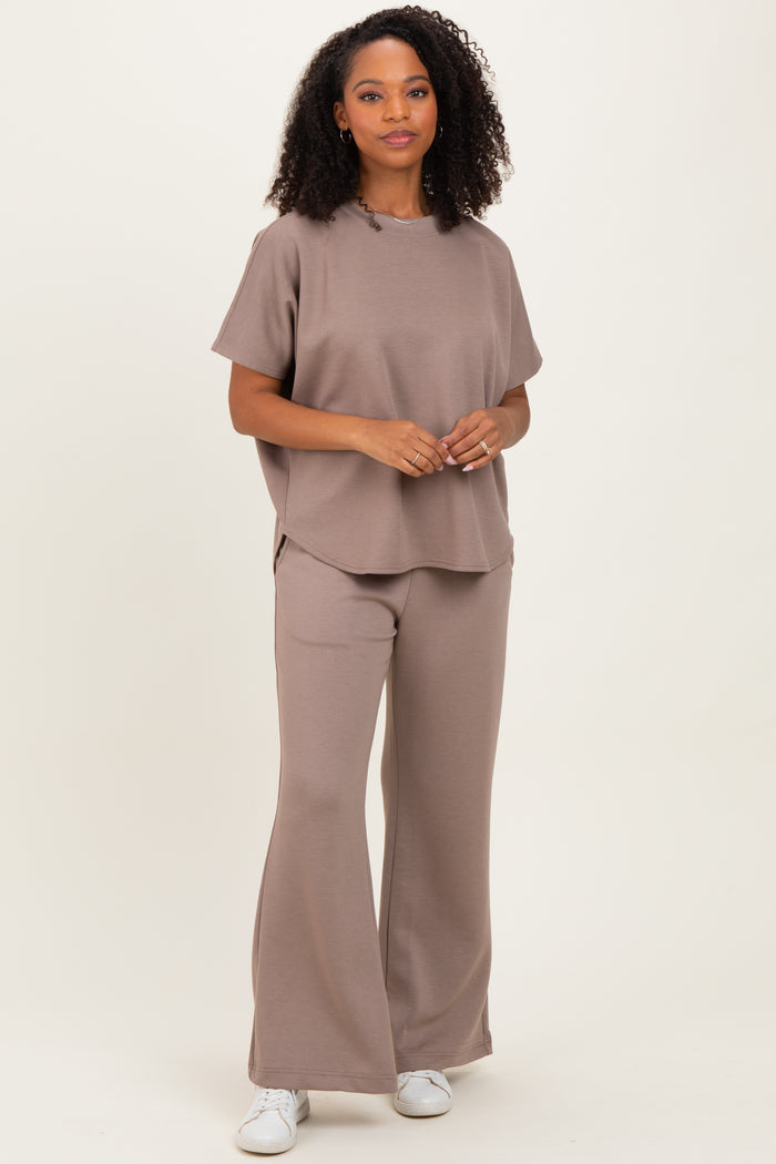 Mocha Curved Hem Tee Pants Maternity Set