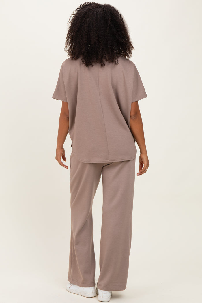 Mocha Curved Hem Tee Pants Maternity Set