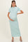 Mint Ribbed Mock Neck Short Sleeve Maternity Midi Dress