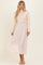 Light Beige Knit Contrast Top Satin Midi Dress