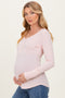 Light Pink Pointelle Knit Maternity Henley Top