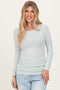 Mint Waffle Knit Long Sleeve Ruched Tunic Top
