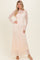 Beige Lace Mock Neck Long Sleeve Maxi Dress