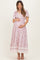 Lavender Floral Lace Trim Flutter Sleeve Maternity Maxi Dress