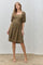 Olive Lace Jacquard Puff Sleeve Dress