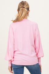 Light Pink Fine Knit Balloon Sleeve Maternity Sweater