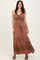 Rust Printed Twisted Front Maxi Dress