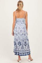 Ivory Floral Twisted Front Maternity Maxi Dress