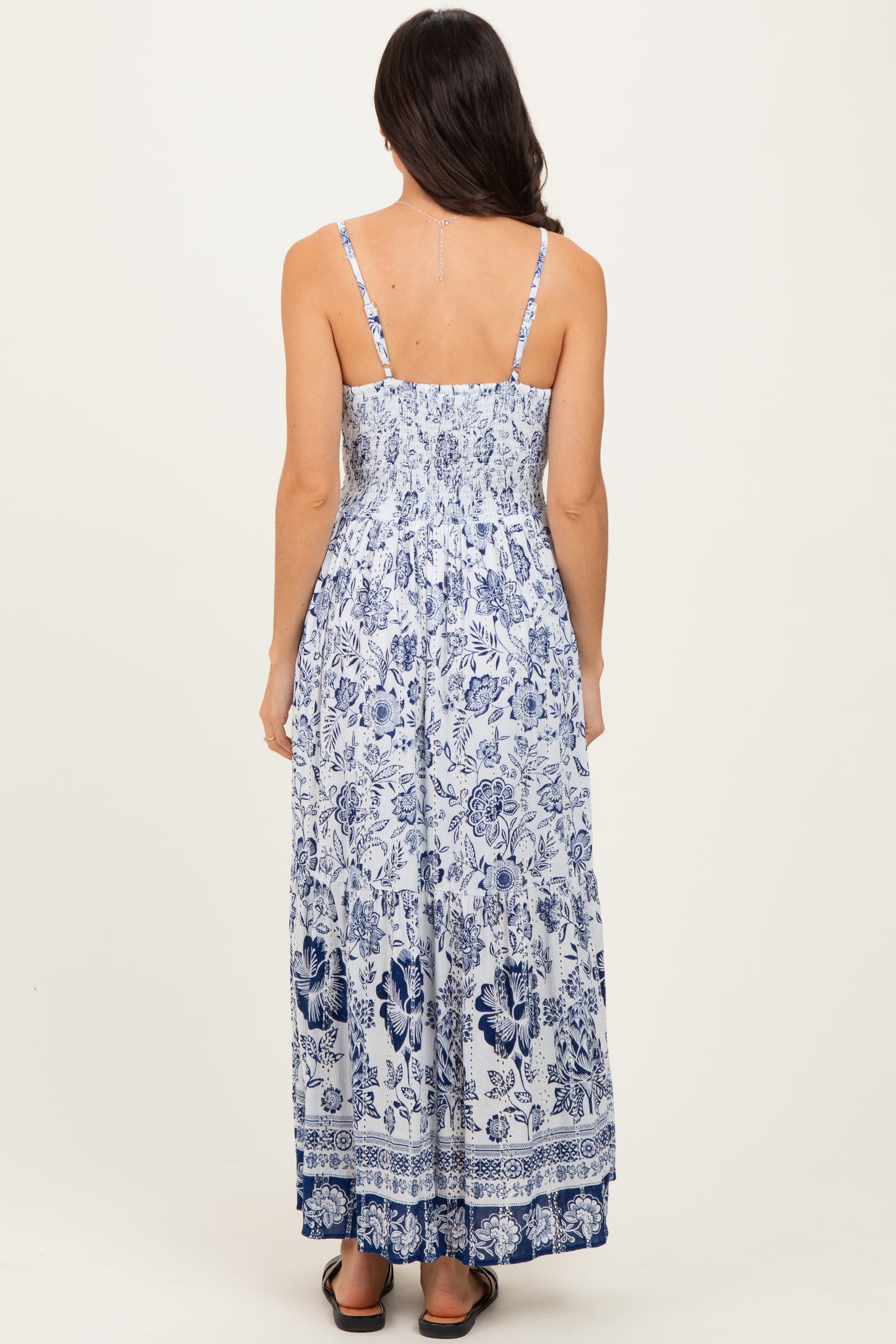 Ivory Floral Twisted Front Maxi Dress
