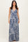 Navy Printed Crisscross Back Maxi Dress