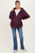Burgundy Oversized Maternity Zip Up Hoodie