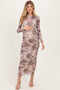 Cream Animal Print Mesh Overlay Maternity Maxi Dress