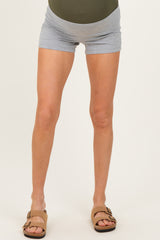Heather Grey Foldover Waistband Maternity Shorts