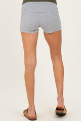 Heather Grey Foldover Waistband Maternity Shorts