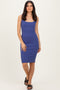 Light Navy Ribbed Square Neck Tank Dress