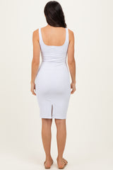 White Ribbed Square Neck Tank Dress