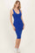 Royal Blue Ribbed Knit V-Neck Tank Dress