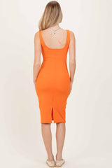 Orange Square Neck Tank Dress