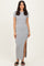 Heather Grey Short Sleeve High Slit Maxi Dress