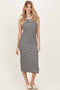 Black Striped Knit Side Slit Tank Dress