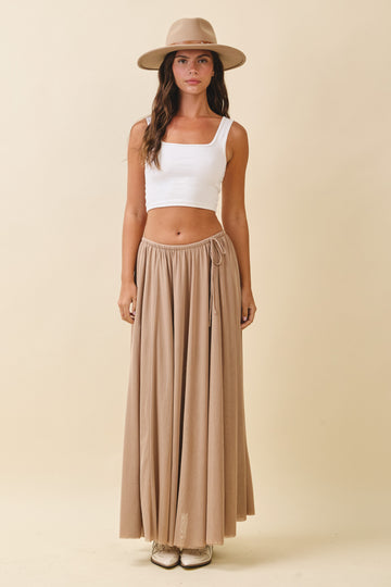 Oatmeal Mesh Maxi Skirt