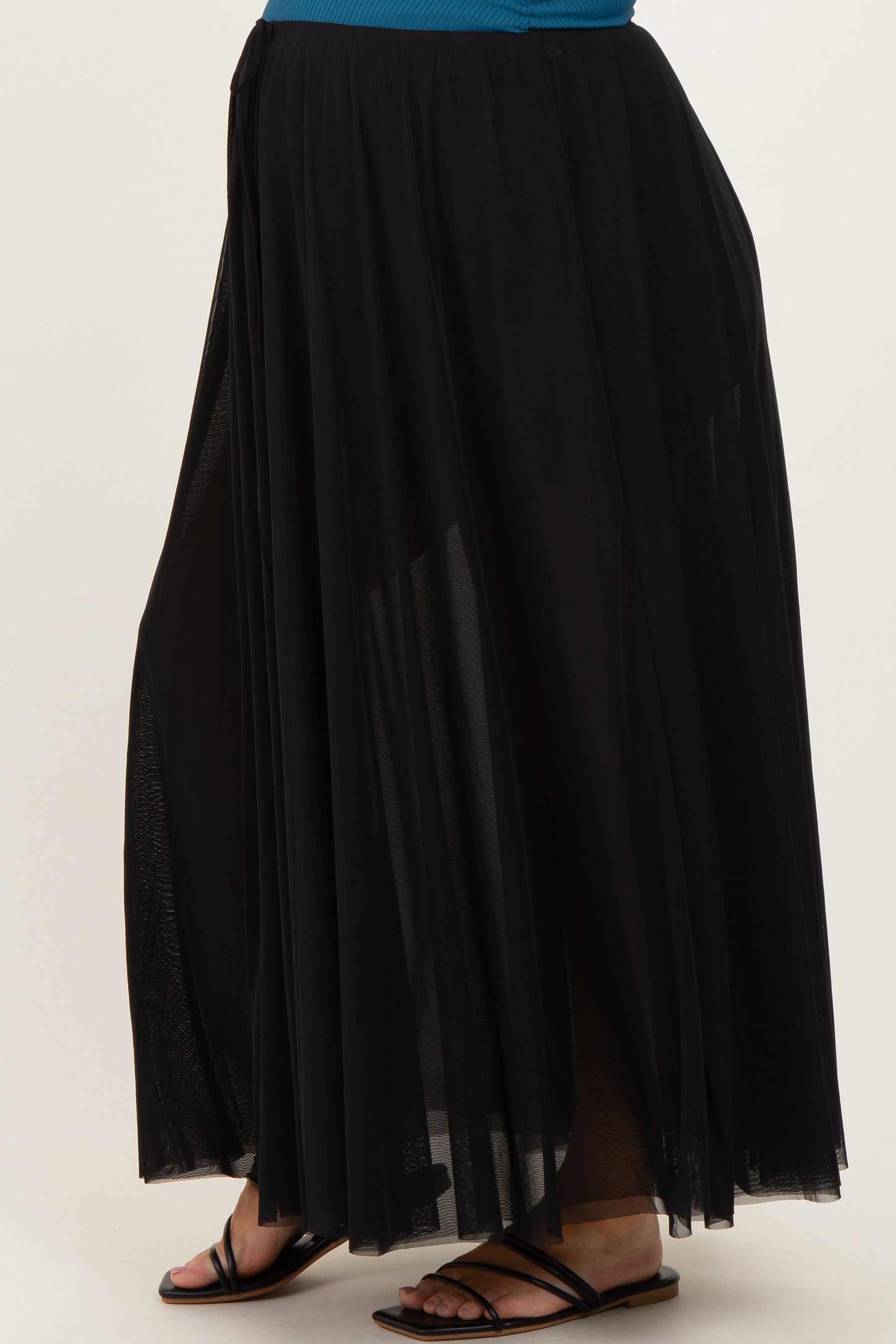 Black Mesh Maternity Maxi Skirt