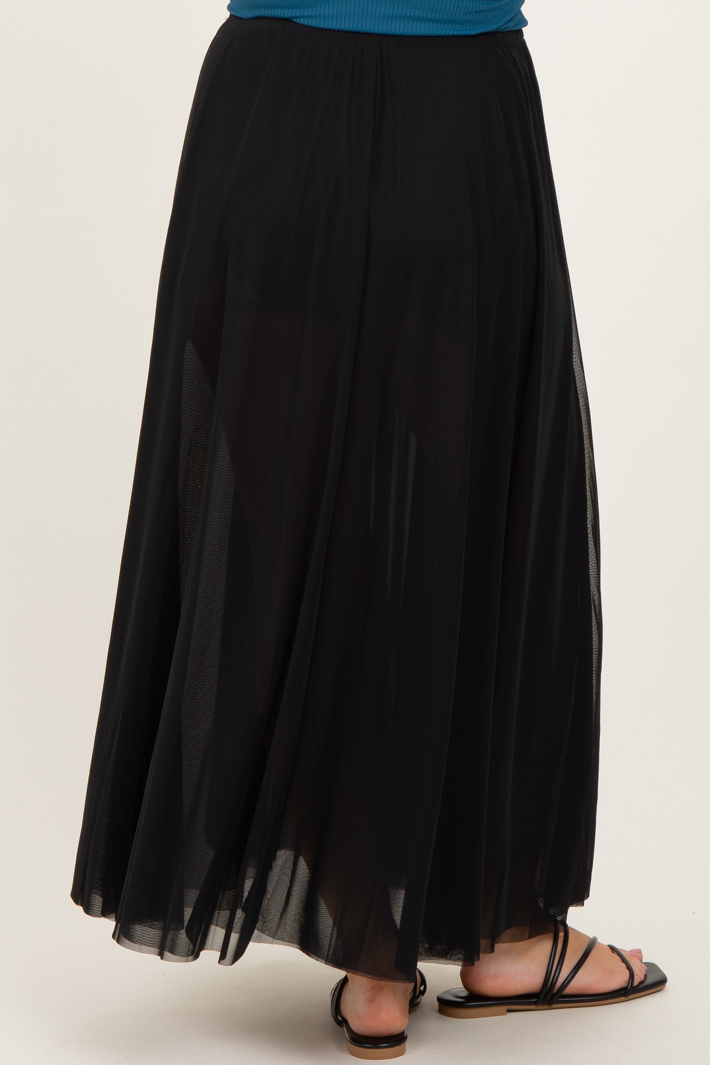 Black Mesh Maternity Maxi Skirt