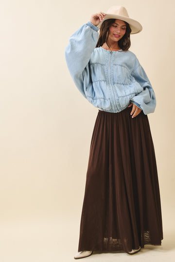 Chocolate Mesh Maxi Skirt