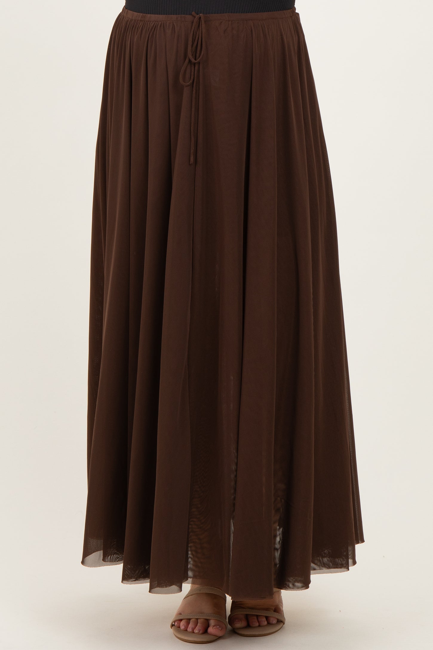Chocolate Mesh Maternity Maxi Skirt