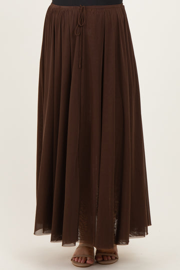 Chocolate Mesh Maternity Maxi Skirt