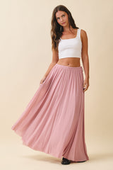 Pink Mesh Maxi Skirt