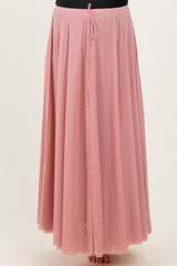Pink Mesh Maternity Maxi Skirt