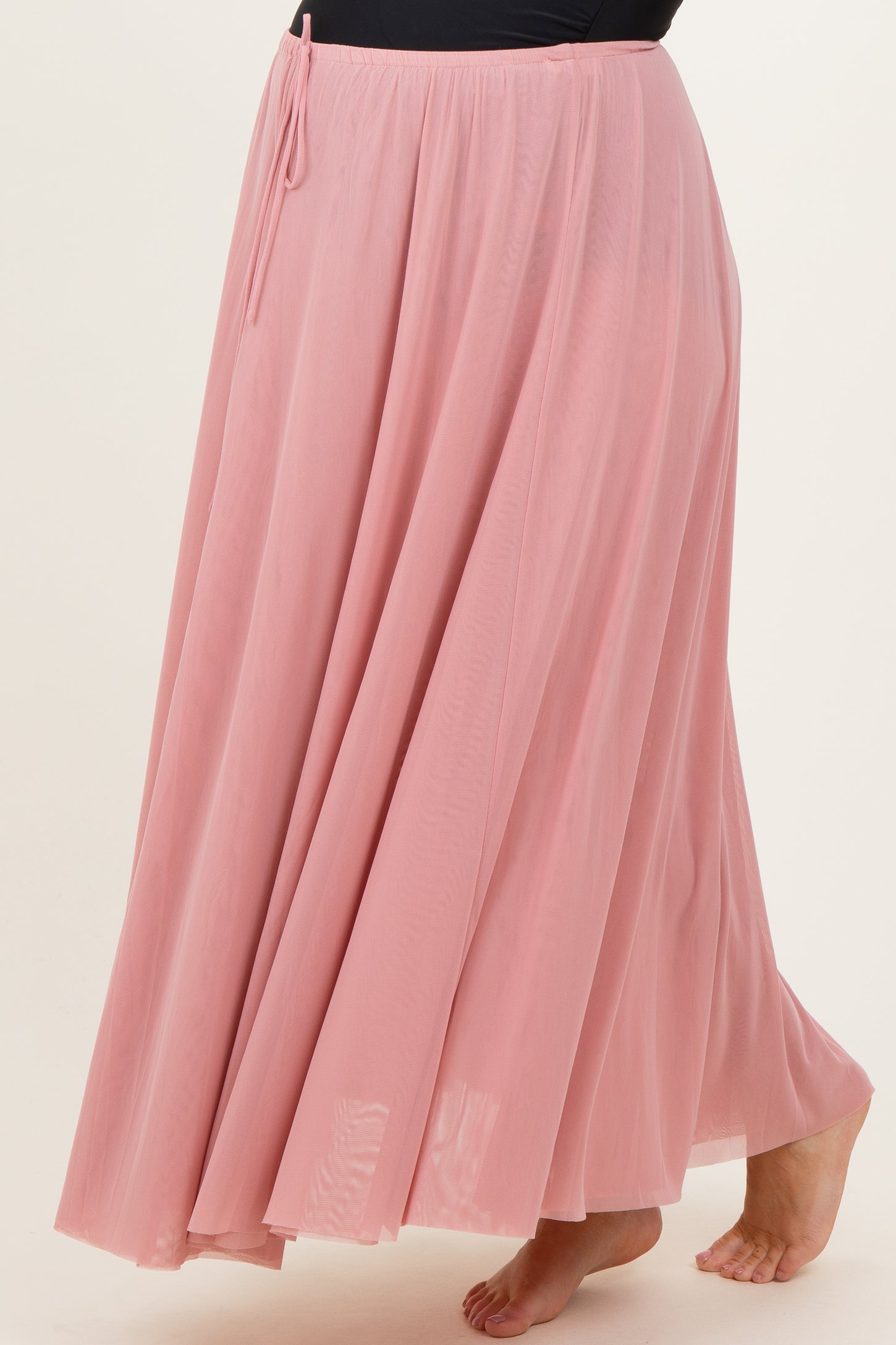 Pink Mesh Maternity Maxi Skirt