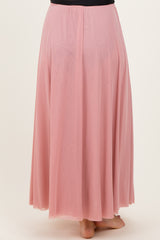 Pink Mesh Maternity Maxi Skirt