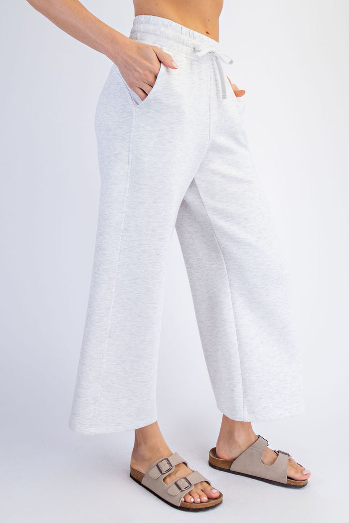 Light Heather Grey Ankle Wide Leg Lounge Pants