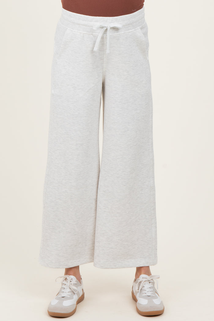 Light Heather Grey Ankle Wide Leg Maternity Lounge Pants